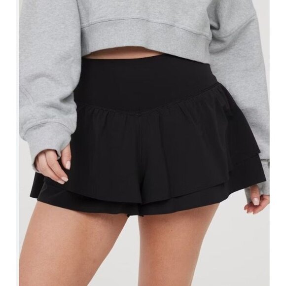 NWT Offline Aerie Real Me Flowy Shorts M Black Active Athleisure NEW Lounge - Picture 1 of 6